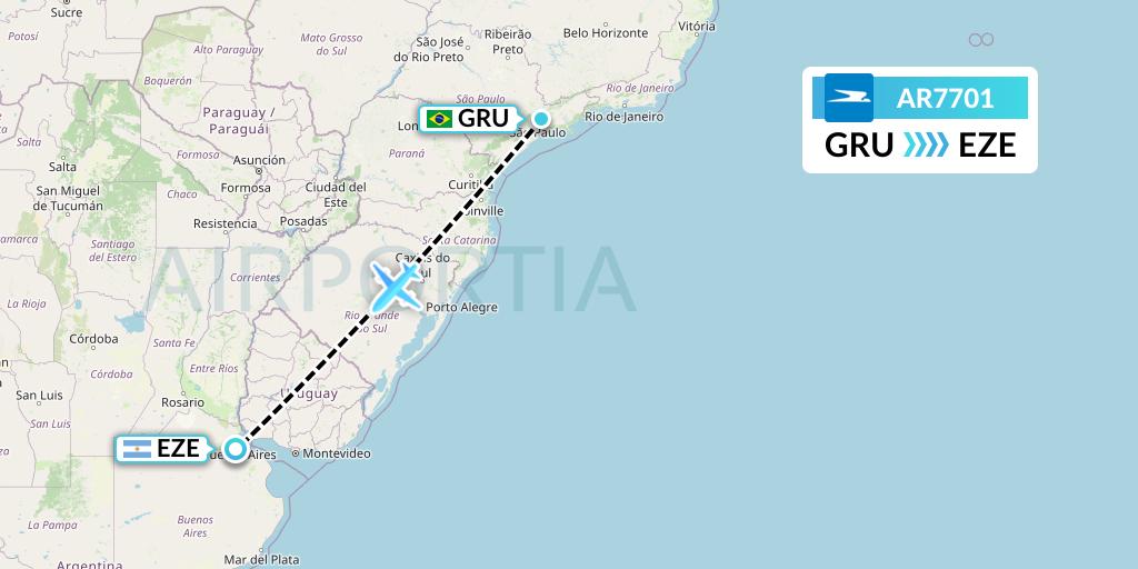 AR7701 Aerolineas Argentinas Flight Map: Sao Paulo to Buenos Aires