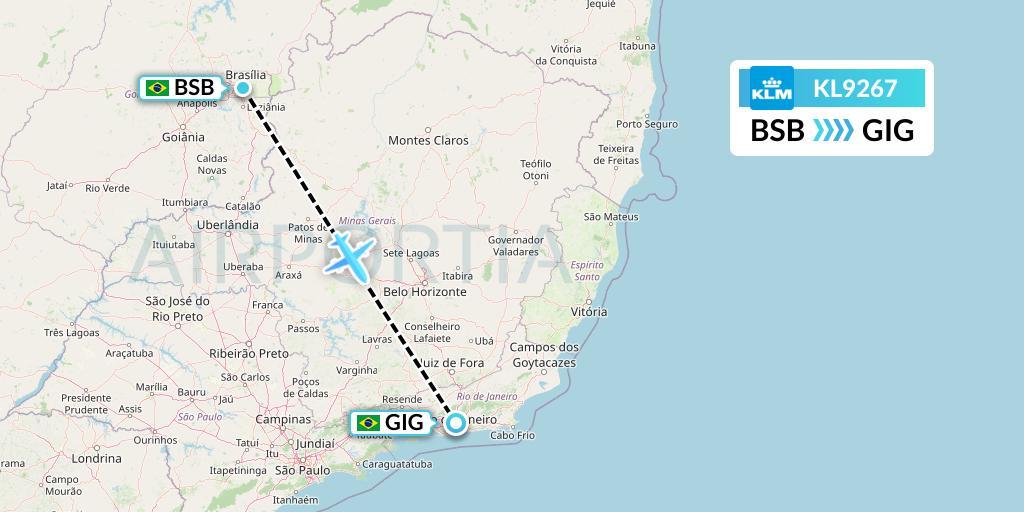 KL9267 KLM Flight Map: Brasilia to Rio de Janeiro
