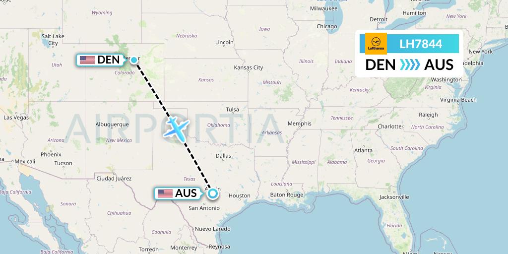 LH7844 Lufthansa Flight Map: Denver to Austin