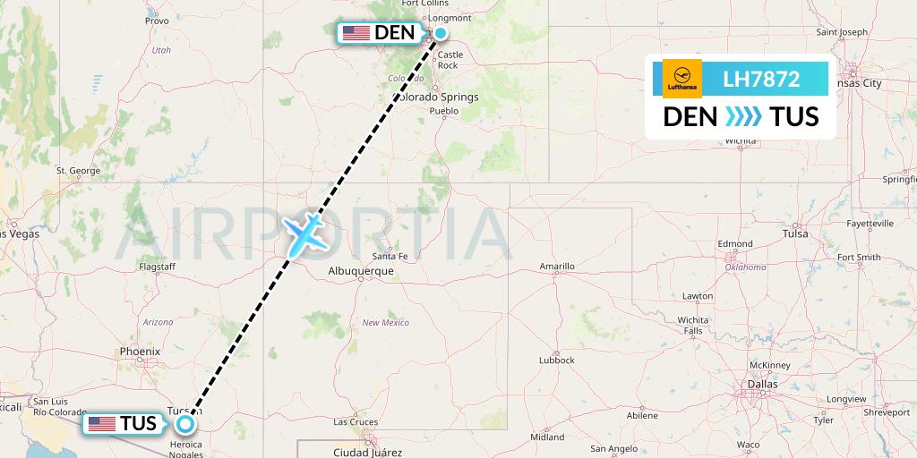 LH7872 Lufthansa Flight Map: Denver to Tucson