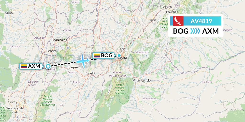AV4819 Avianca Flight Map: Bogota to Armenia