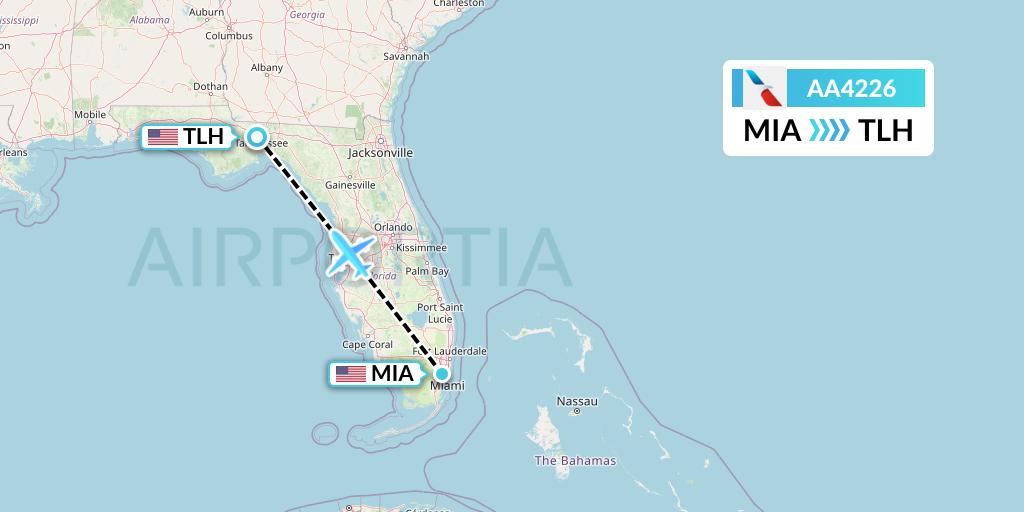 AA4226 American Airlines Flight Map: Miami to Tallahassee