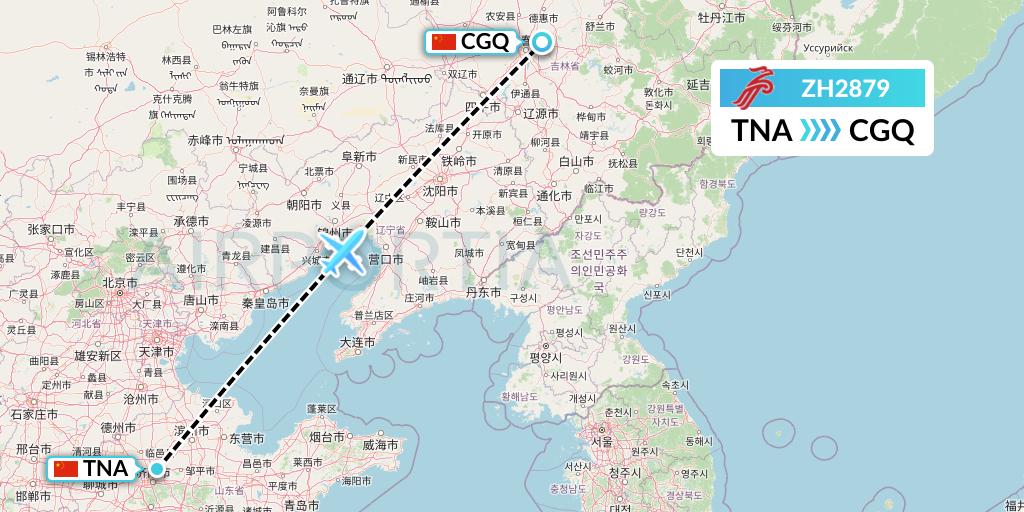 ZH2879 Shenzhen Airlines Flight Map: Jinan to Changchun