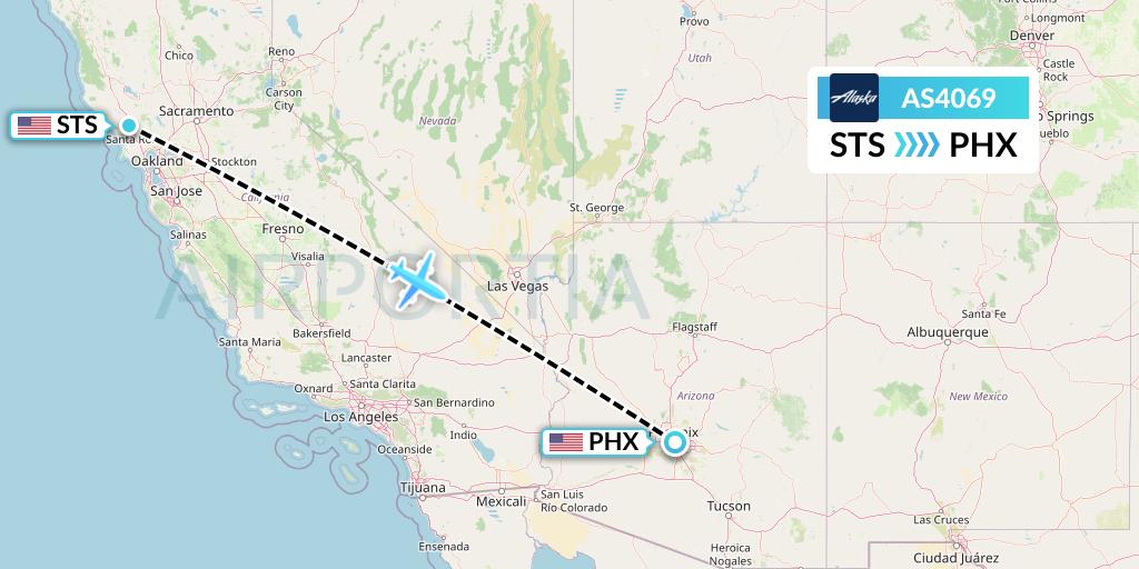 AS4069 Alaska Airlines Flight Map: Santa Rosa to Phoenix