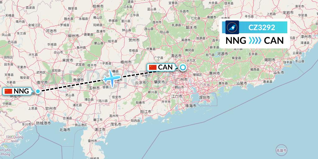 CZ3292 China Southern Airlines Flight Map: Nanning to Guangzhou