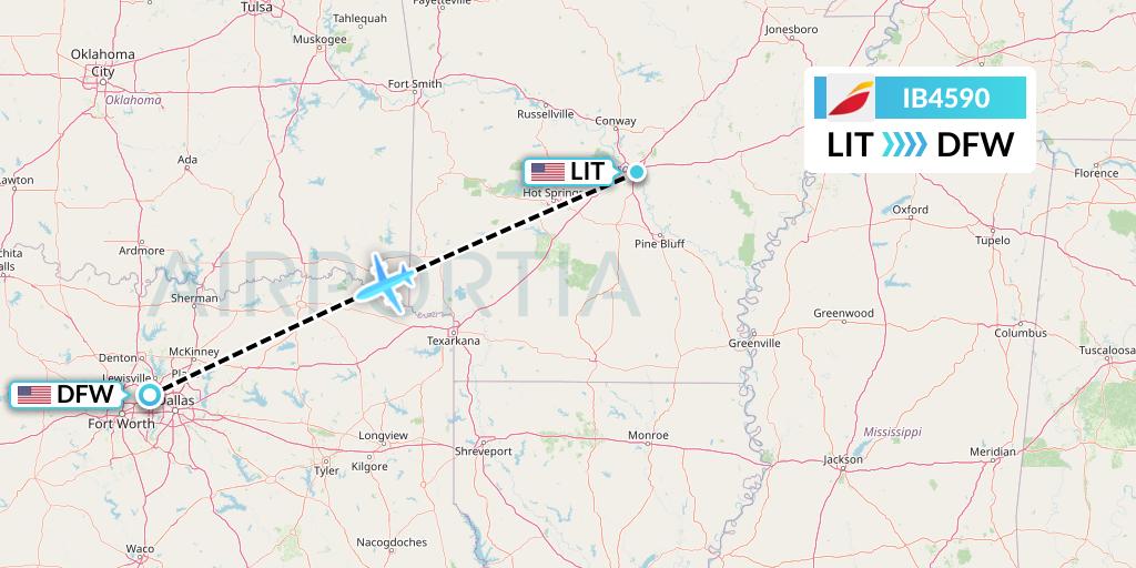 IB4590 Iberia Flight Map: Little Rock to Dallas
