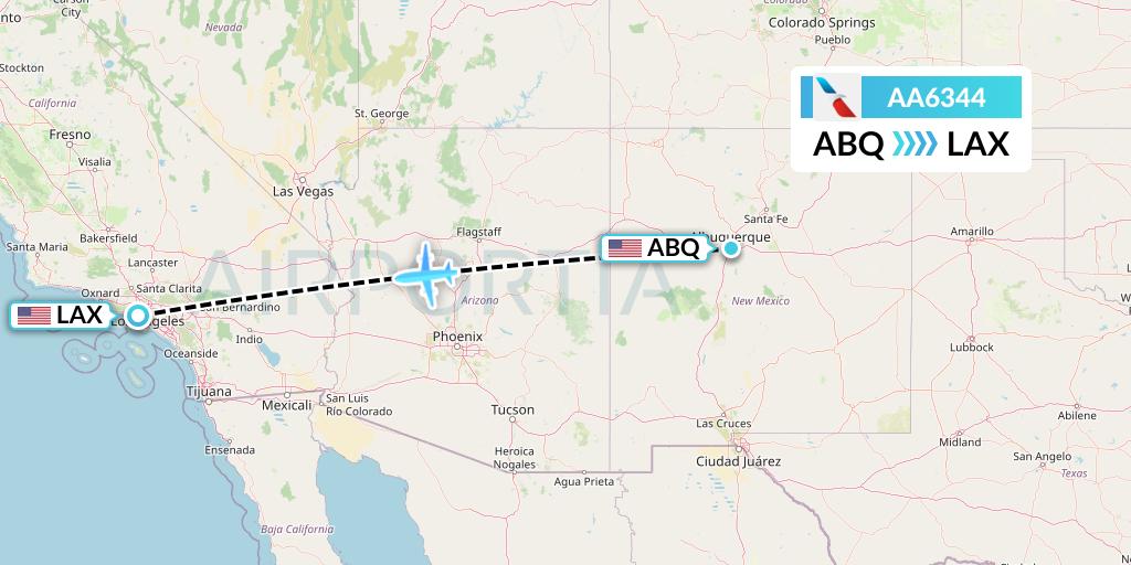 AA6344 American Airlines Flight Map: Albuquerque to Los Angeles