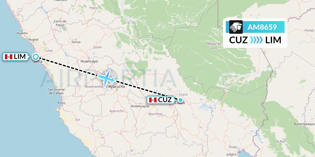 AM8659 Aeromexico Flight Map: Cusco to Lima