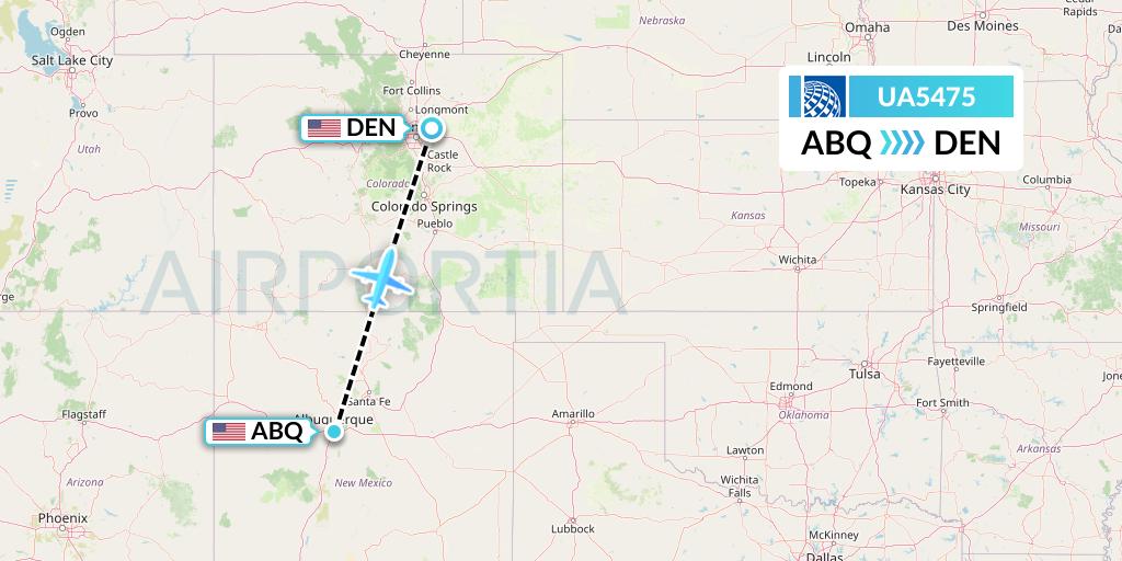 UA5475 United Airlines Flight Map: Albuquerque to Denver