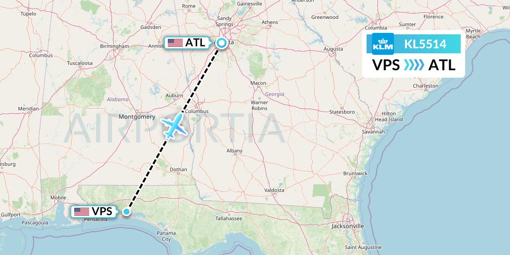 KL5514 KLM Flight Map: Valparaiso to Atlanta
