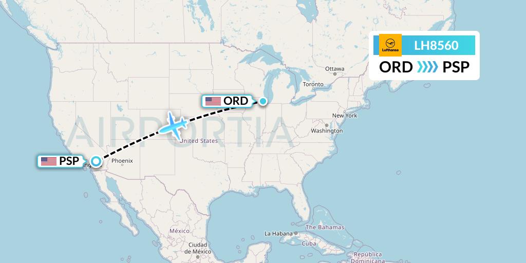 LH8560 Lufthansa Flight Map: Chicago to Palm Springs
