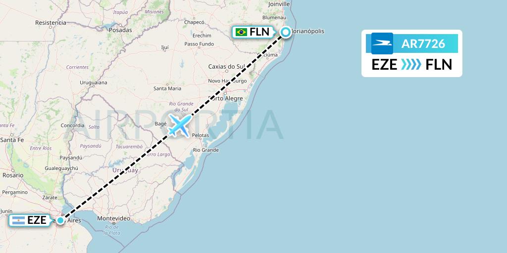 AR7726 Aerolineas Argentinas Flight Map: Buenos Aires to Florianopolis
