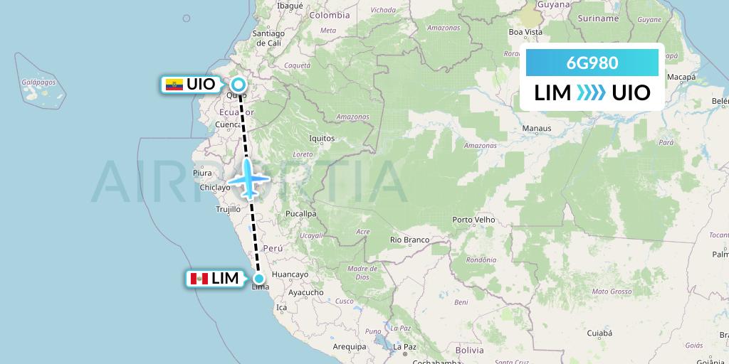 6G980 Go2Sky Flight Map: Lima to Quito