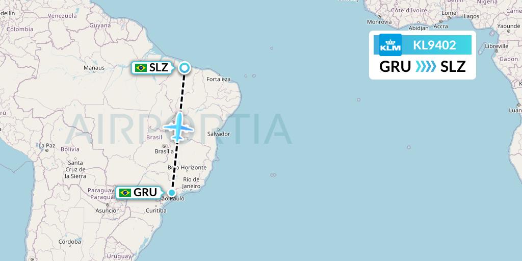 KL9402 KLM Flight Map: Sao Paulo to Sao Luis