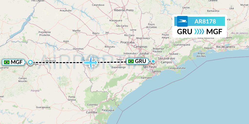 AR8178 Aerolineas Argentinas Flight Map: Sao Paulo to Maringa