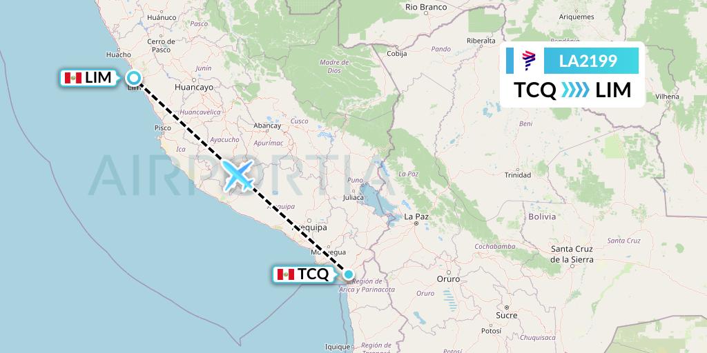 LA2199 LAN Airlines Flight Map: Tacna to Lima