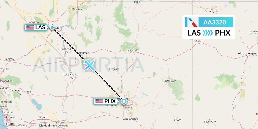 AA3320 American Airlines Flight Map: Las Vegas to Phoenix