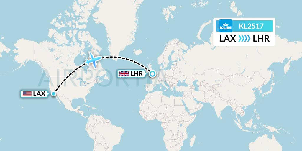 KL2517 KLM Flight Map: Los Angeles to London