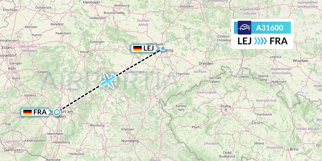 A31600 Aegean Airlines Flight Map: Leipzig to Frankfurt