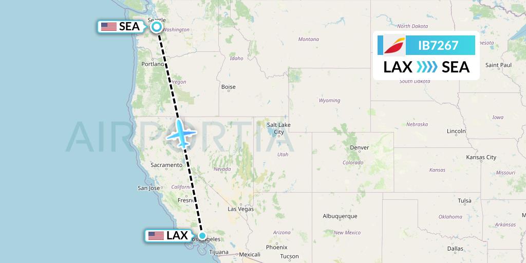 IB7267 Iberia Flight Map: Los Angeles to Seattle