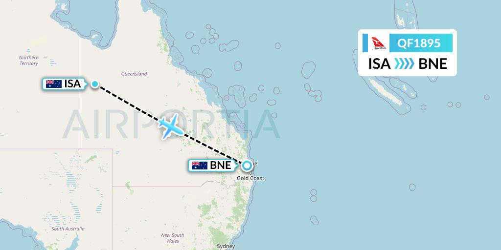 QF1895 Qantas Flight Map: Mount Isa to Brisbane