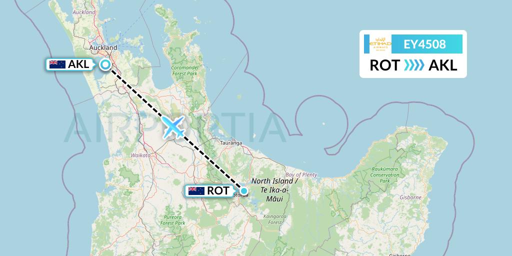 EY4508 Etihad Airways Flight Map: Rotorua to Auckland