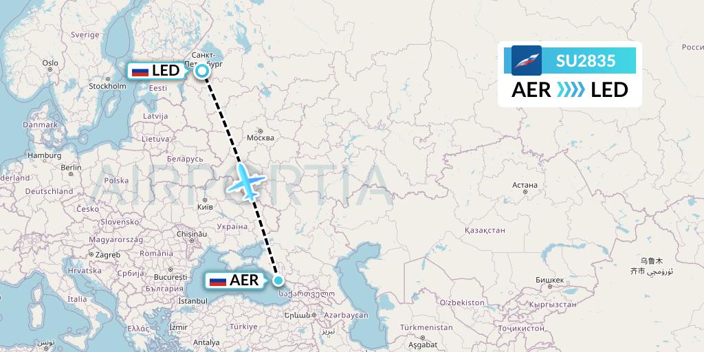 SU2835 Aeroflot Flight Map: Sochi to St. Petersburg