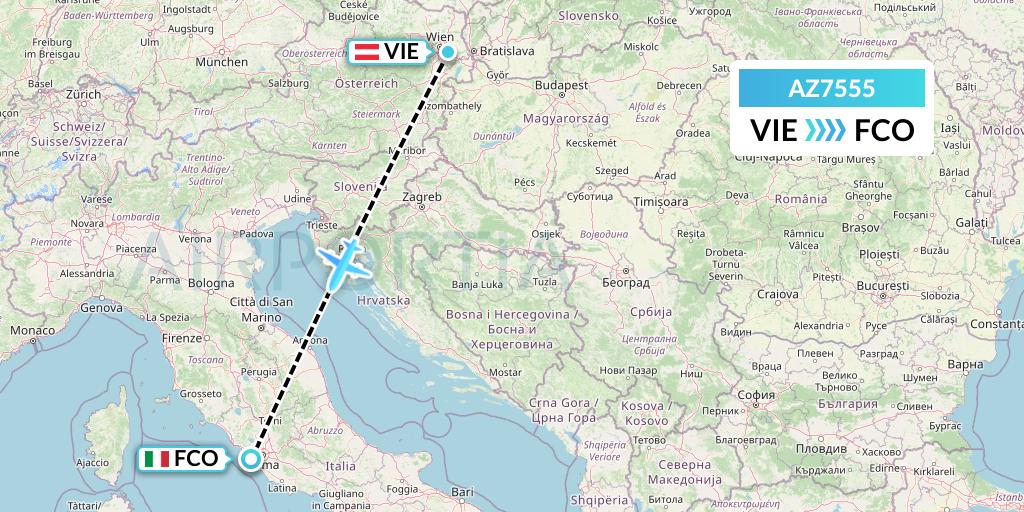 AZ7555 ITA Airways Flight Map: Vienna to Rome