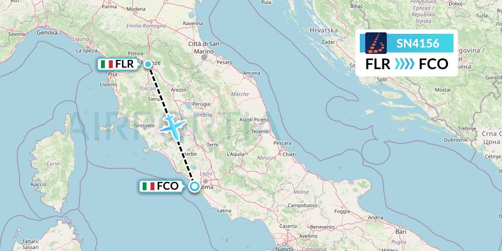 SN4156 Brussels Airlines Flight Map: Florence to Rome