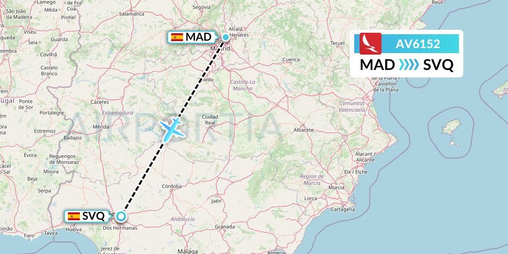 AV6152 Avianca Flight Map: Madrid to Seville