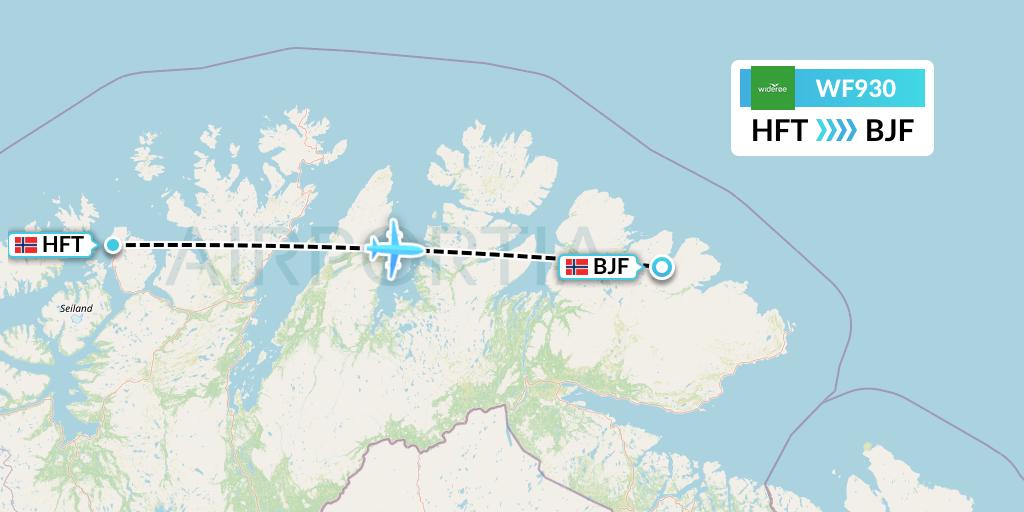 WF930 Wideroe Flight Map: Hammerfest to Batsfjord