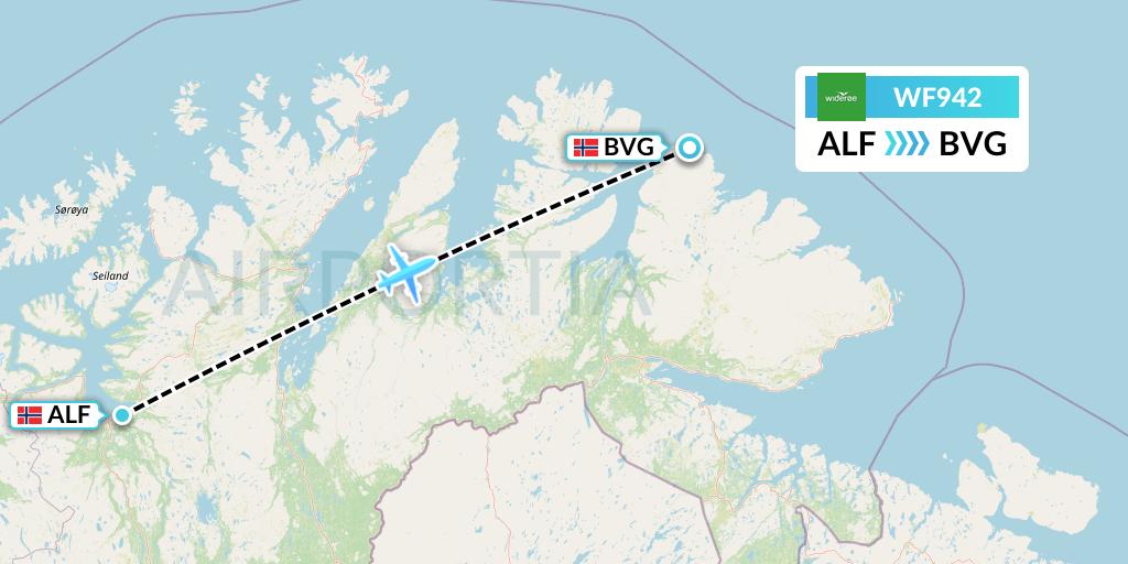 WF942 Wideroe Flight Map: Alta to Berlevag