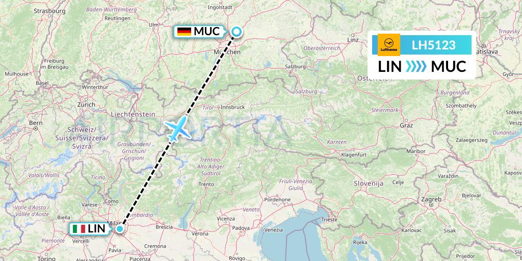 LH5123 Lufthansa Flight Map: Milan to Munich