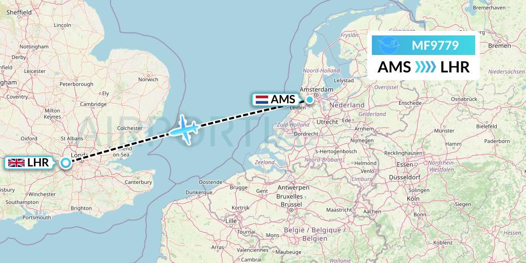 MF9779 Xiamen Airlines Flight Map: Amsterdam to London