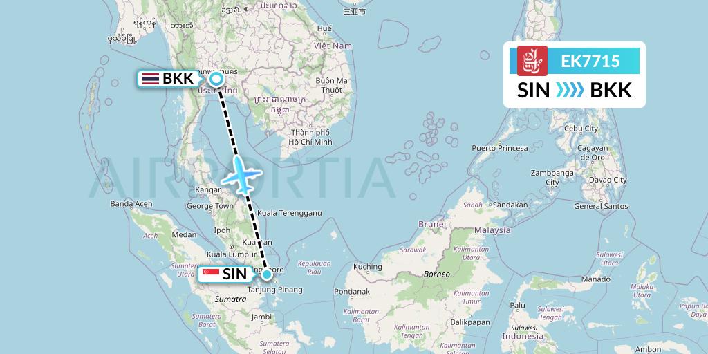 EK7715 Emirates Flight Map: Singapore to Bangkok
