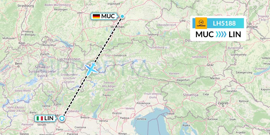 LH5188 Lufthansa Flight Map: Munich to Milan