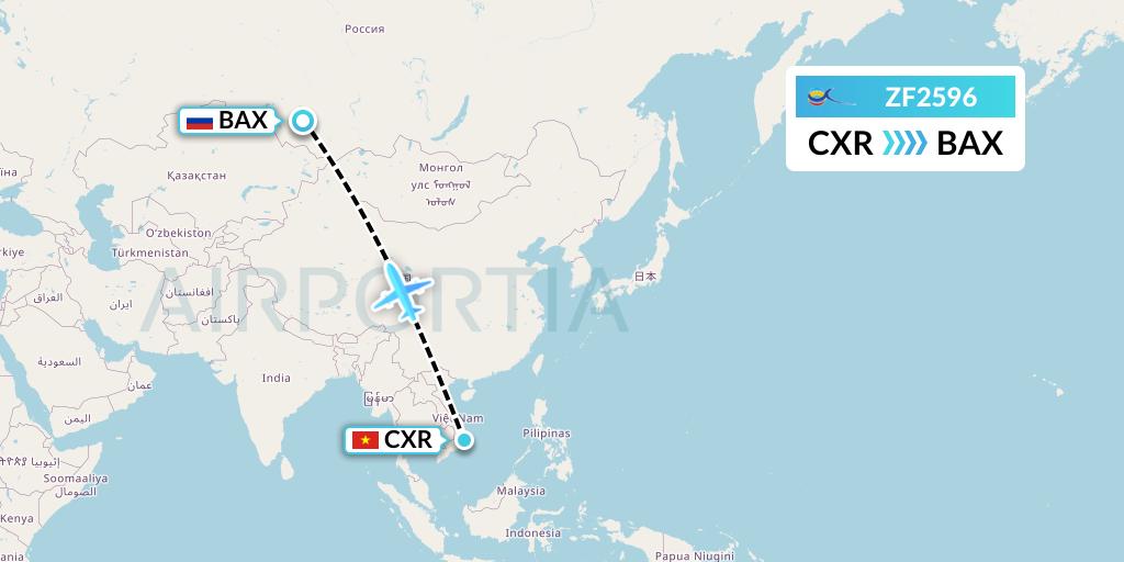 ZF2596 Azur Air Flight Map: Nha Trang to Barnaul