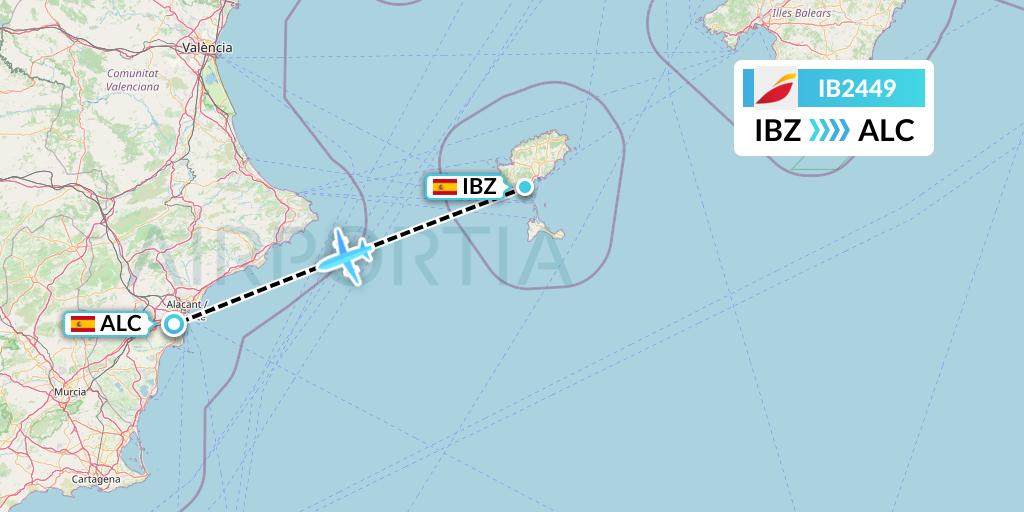 IB2449 Iberia Flight Map: Ibiza to Alicante