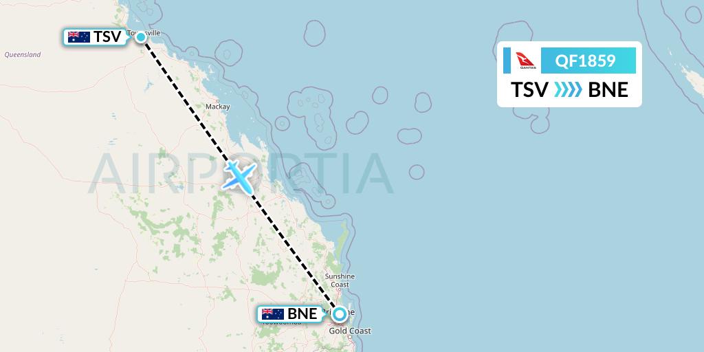 QF1859 Qantas Flight Map: Townsville to Brisbane