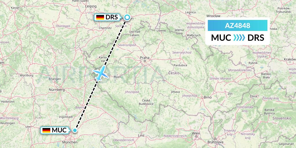 AZ4848 ITA Airways Flight Map: Munich to Dresden