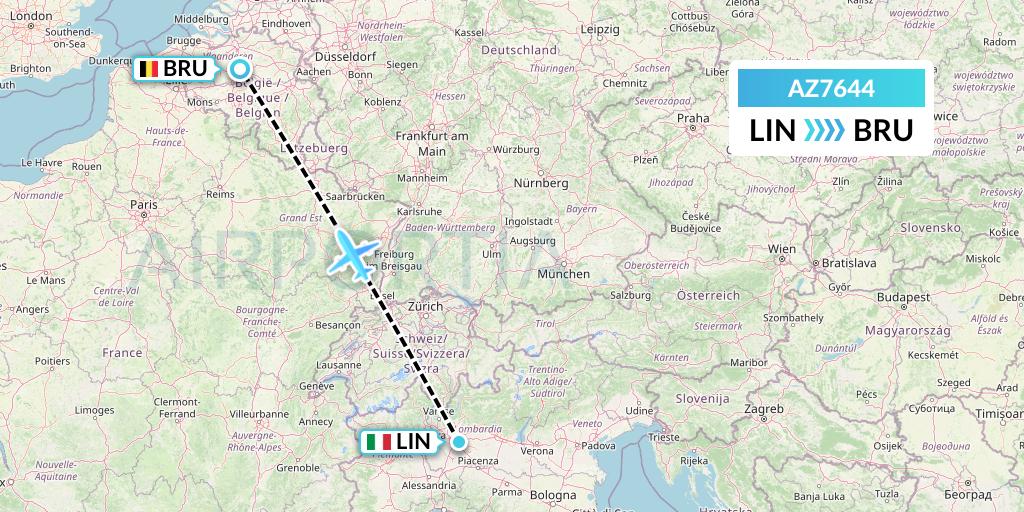 AZ7644 ITA Airways Flight Map: Milan to Brussels