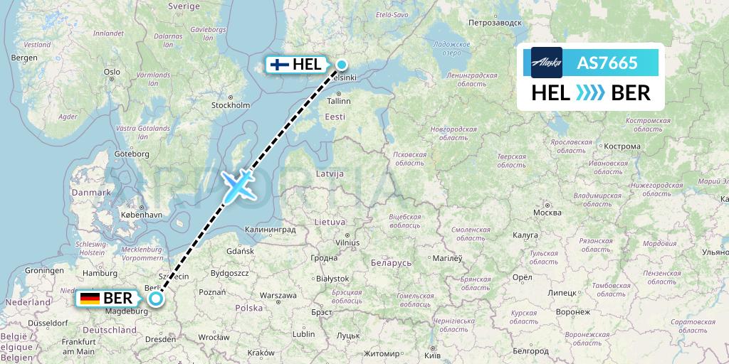 AS7665 Alaska Airlines Flight Map: Helsinki to Berlin