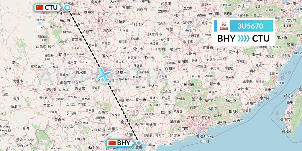 3U5670 Sichuan Airlines Flight Map: Beihai to Chengdu
