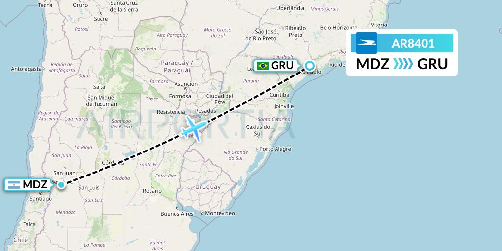 AR8401 Flight Status Aerolineas Argentinas: Mendoza to Sao Paulo (ARG8401)