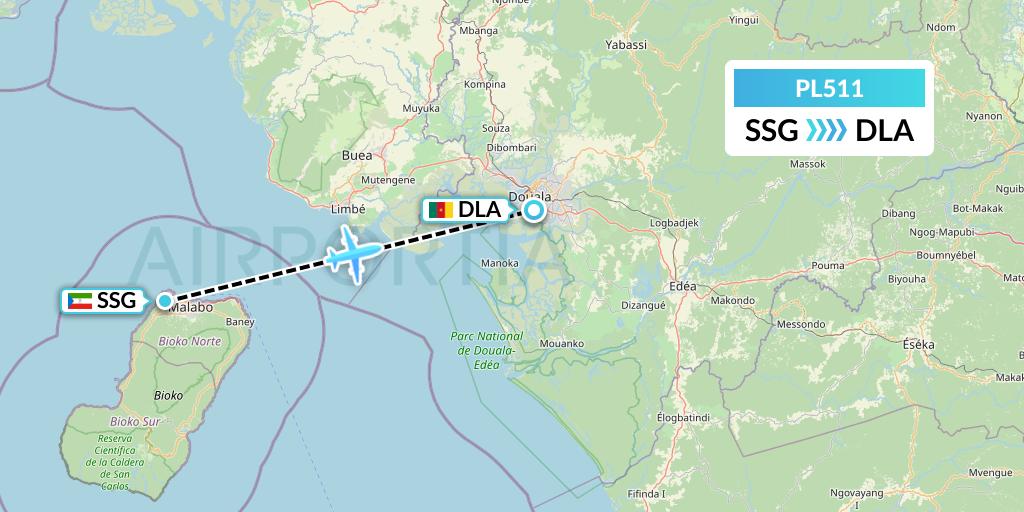 PL511 Southern Air Charter Flight Map: Malabo to Douala