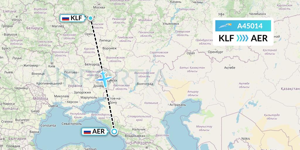 A45014 Azimuth Airlines Flight Map: Kaluga to Sochi