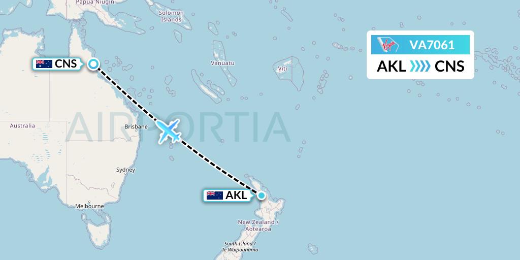 VA7061 Virgin Australia Flight Map: Auckland to Cairns