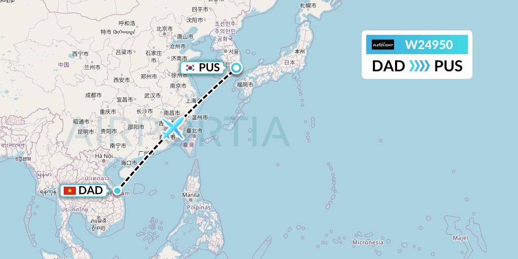 W24950 Flex Flight Flight Map: Da Nang to Busan