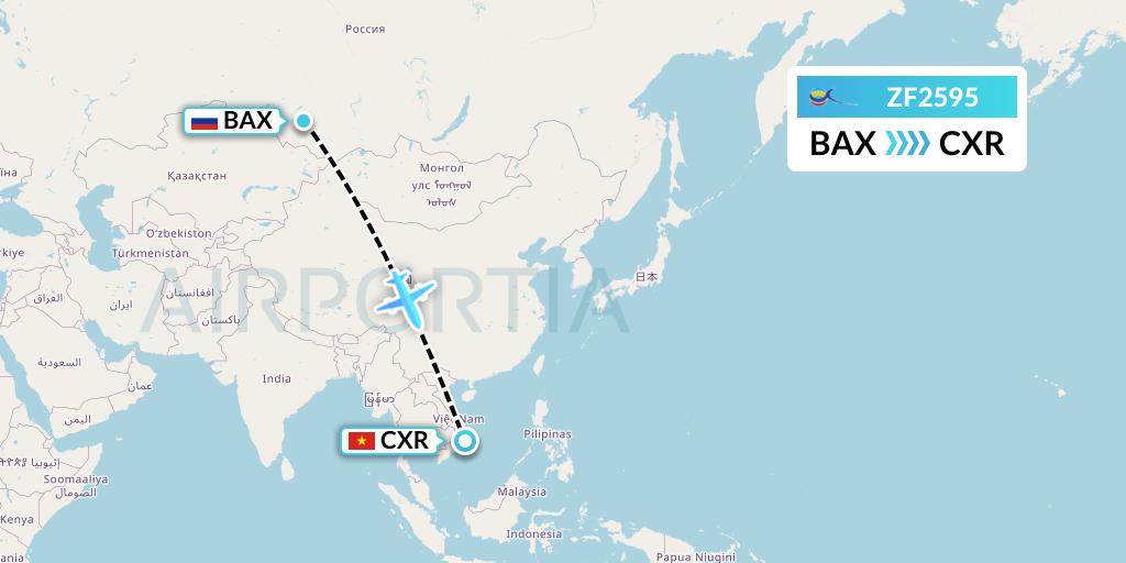 ZF2595 Azur Air Flight Map: Barnaul to Nha Trang