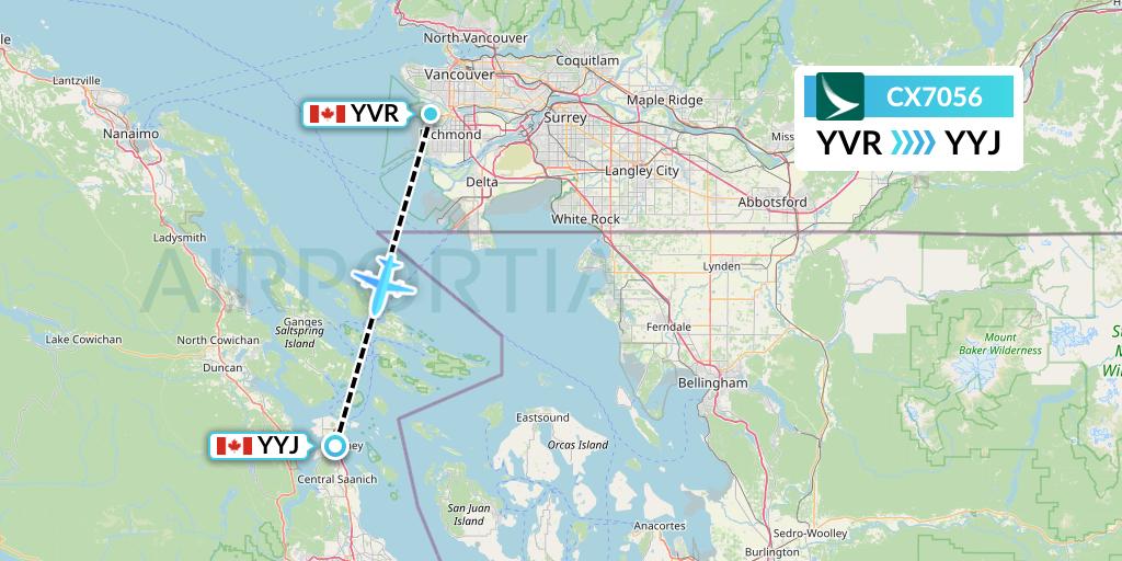 CX7056 Cathay Pacific Flight Map: Vancouver to Victoria